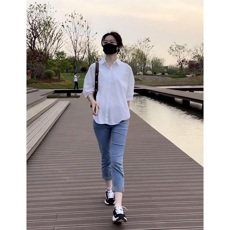 Chen.room Áo sơ mi sọc xanh Shyn shirt tay phồng vạt bầu form dáng hàn quốc, áo xinh nhà Chen