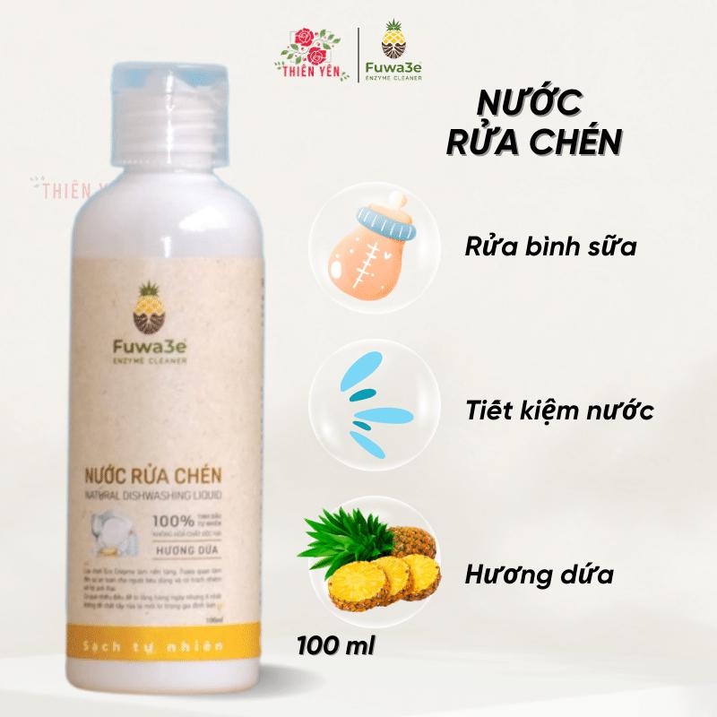 Nước rửa chén organic Fuwa3e hương dứa size mini 100ml không hóa chất bảo vệ da tay
