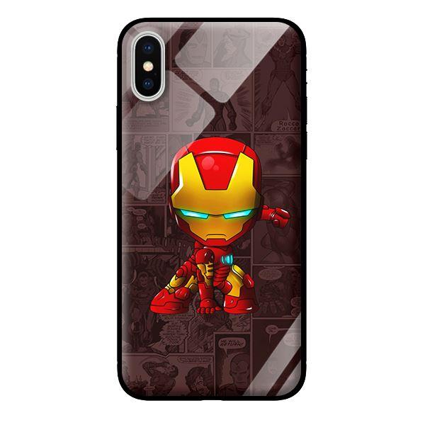 Ốp kính cường lực cho iPhone X Người Sắt Chibi - Hàng chính hãng