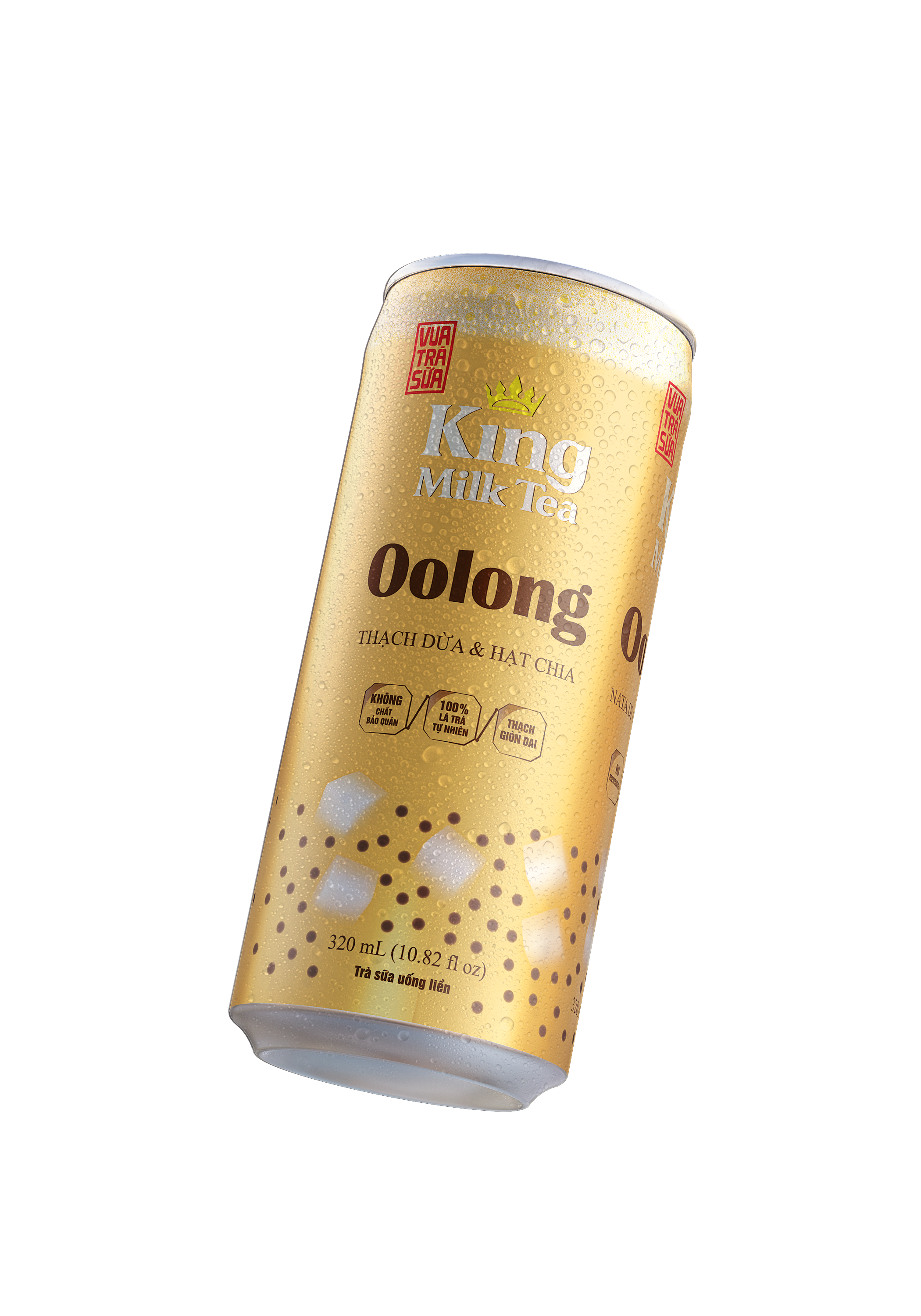 Lốc 6 lon Trà sữa Oolong thạch dừa và hạt chia King Coffee -320ml/lon