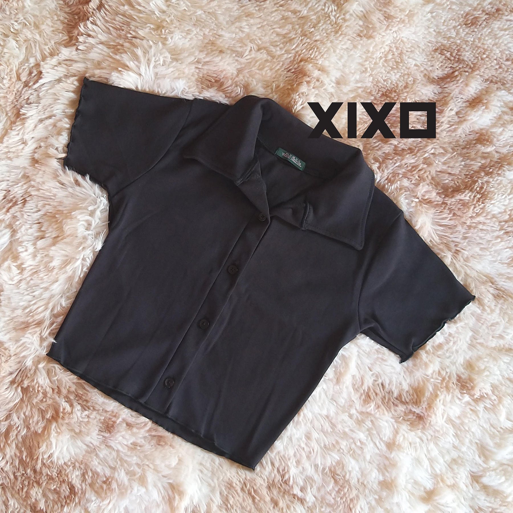 Áo croptop thun nữ cúc thật cuốn biên thời trang XIXO mã ATN0020