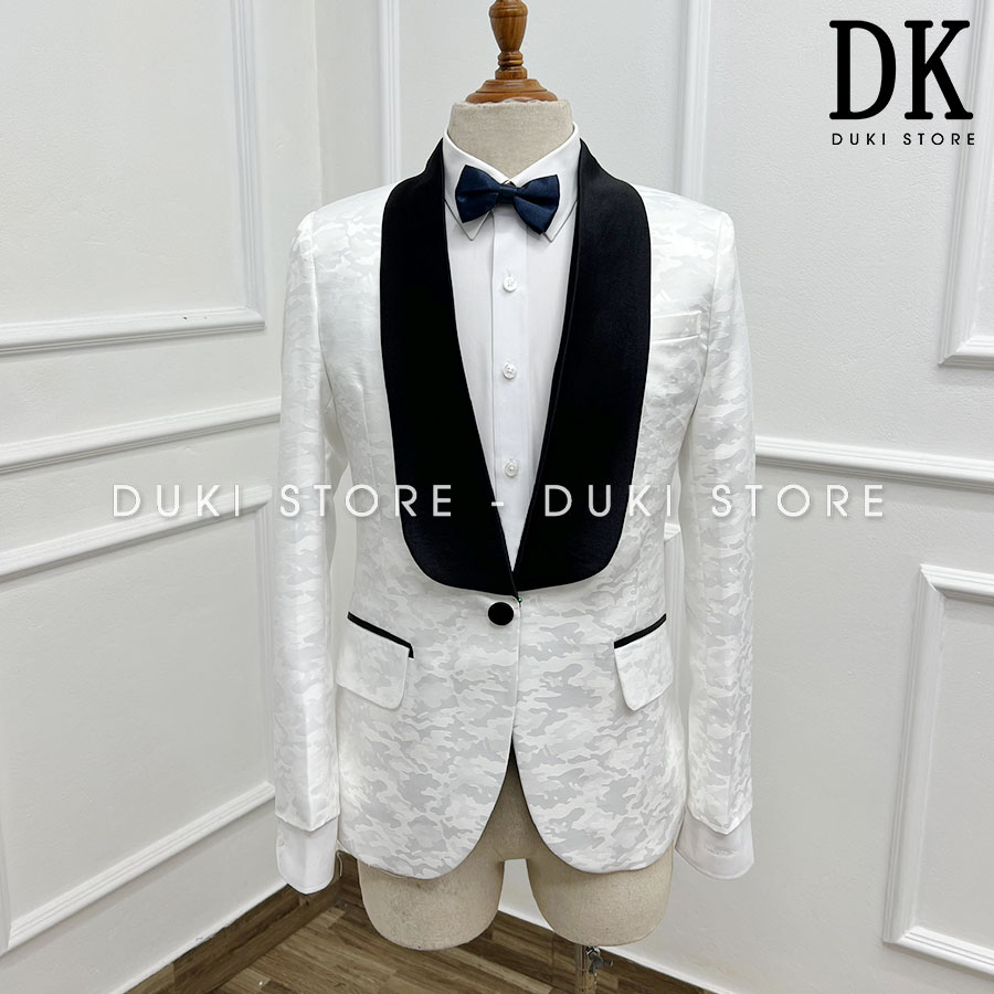 Bộ vest nam tuxedo 1 cúc màu trắng cực sang DKA0127 - DUKI STORE