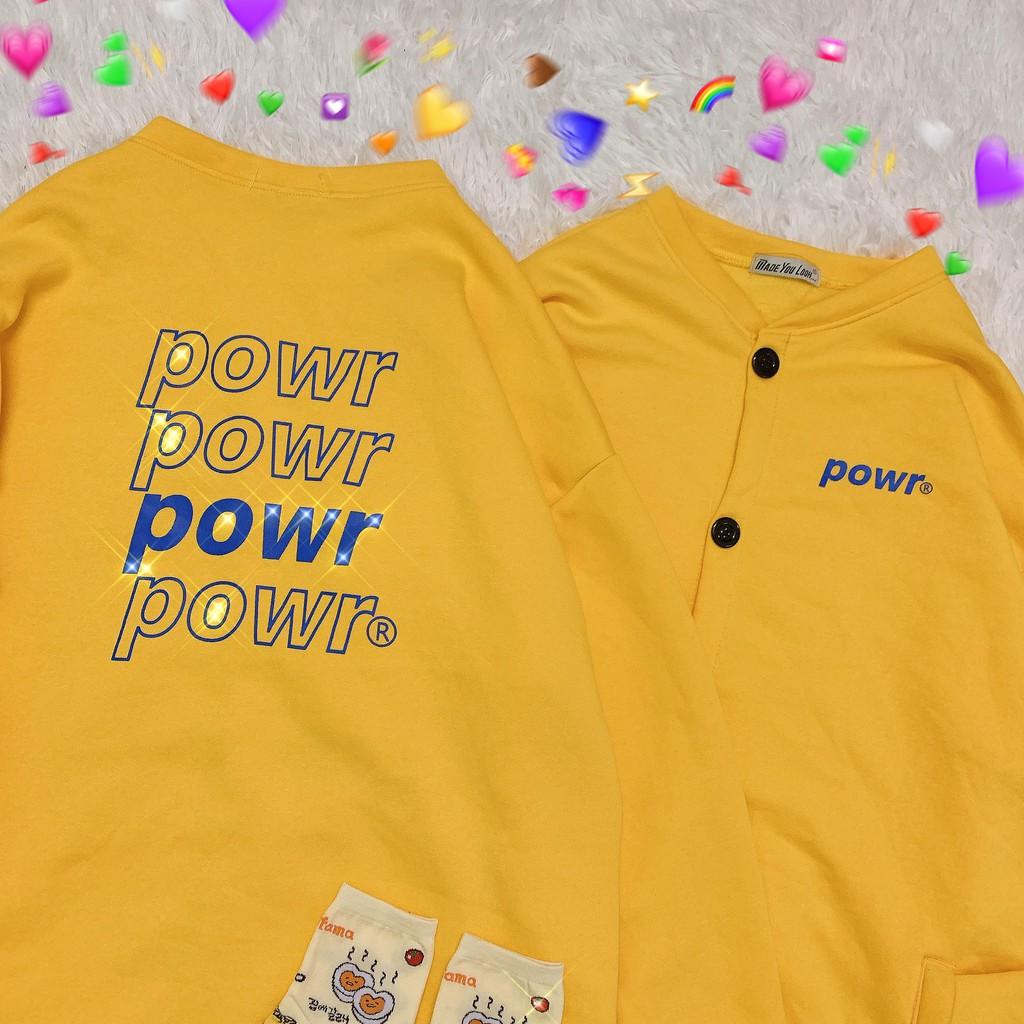 Áo khoác nỉ cardigan POWR Unisex nam nữ tee oversize form rộng pull Ulzzang Streetwear Hàn Quốc vải mềm