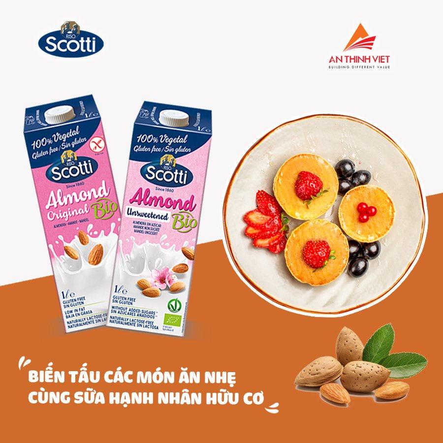 Sữa Hạt Hạnh Nhân Không Đường Hữu Cơ Riso Scotti - Unsweetened Almond Drink - Hộp 1L