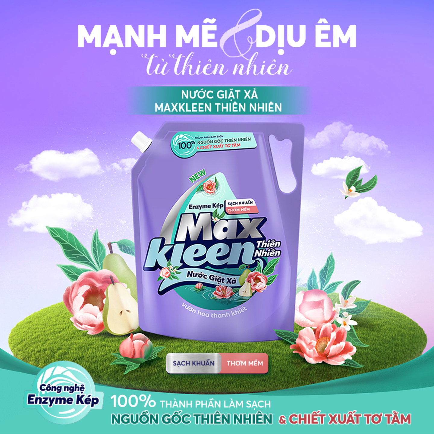 Túi Nước Giặt Xả MaxKleen Thiên Nhiên 3.6kg