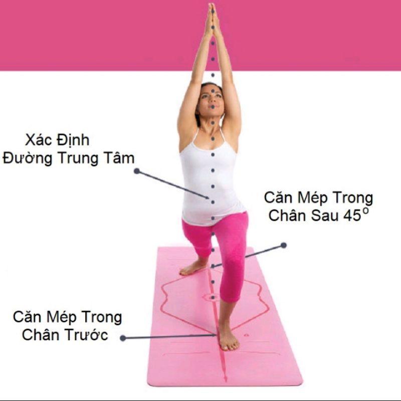 Thảm tập yoga chống trơn trượt 2 lớp 6mm,8mm có kẻ định tuyến hàng TPE cao cấp