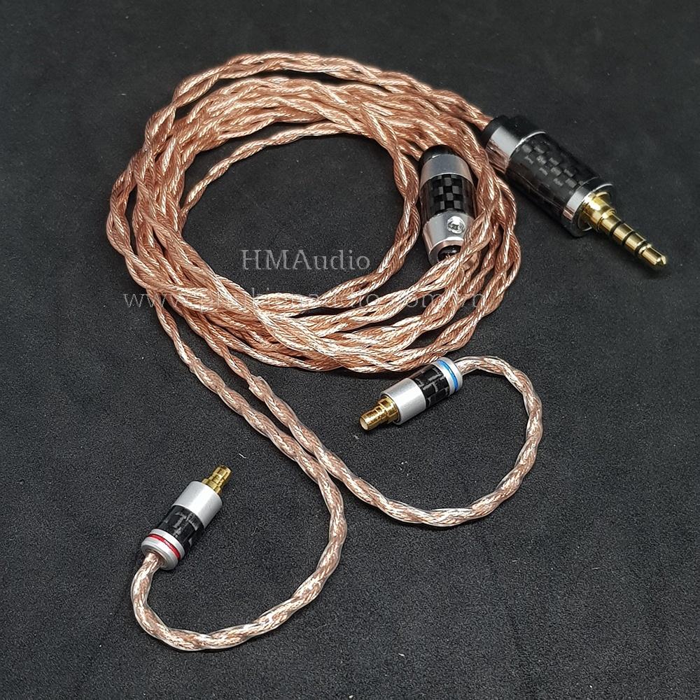 Dây tai nghe đồng 7N OCC Litz 25AWG đường kính dây đơn 1.1mm tết 4 sợi - Connetor IM01/02/03 IM50/70 A2DC IE80/80s IE40Pro IE100/400/500 IE300/900 2Pin MMCX