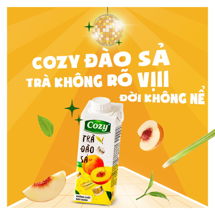 Thùng 24 hộp Trà Đào Sả Cozy 225ml