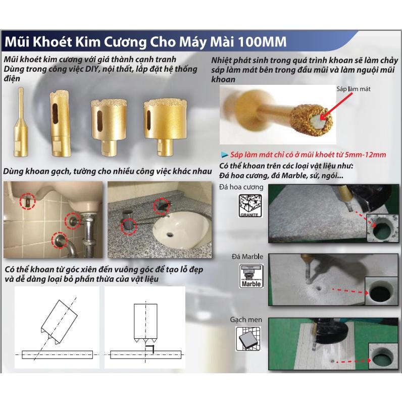 1 MŨI KHOÉT KIM CƯƠNG DÀNH CHO MÁY MÀI 100 CỐT M10 MAKITA - CHÍNH HÃNG