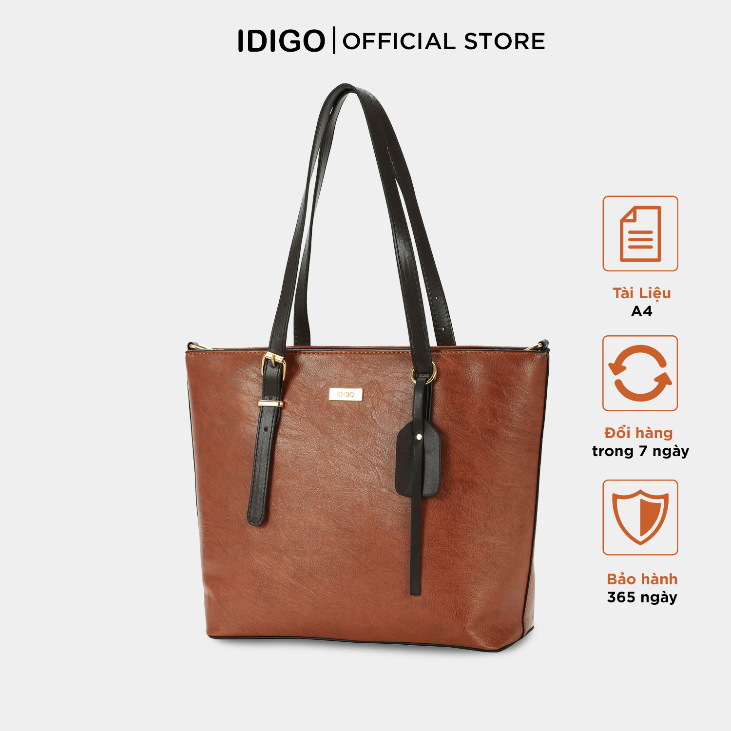 Túi đeo chéo công sở nữ, túi đeo vai giáo viên phom lớn chứa tài liệu A4 IDIGO FB2-5051 - Bò đậm