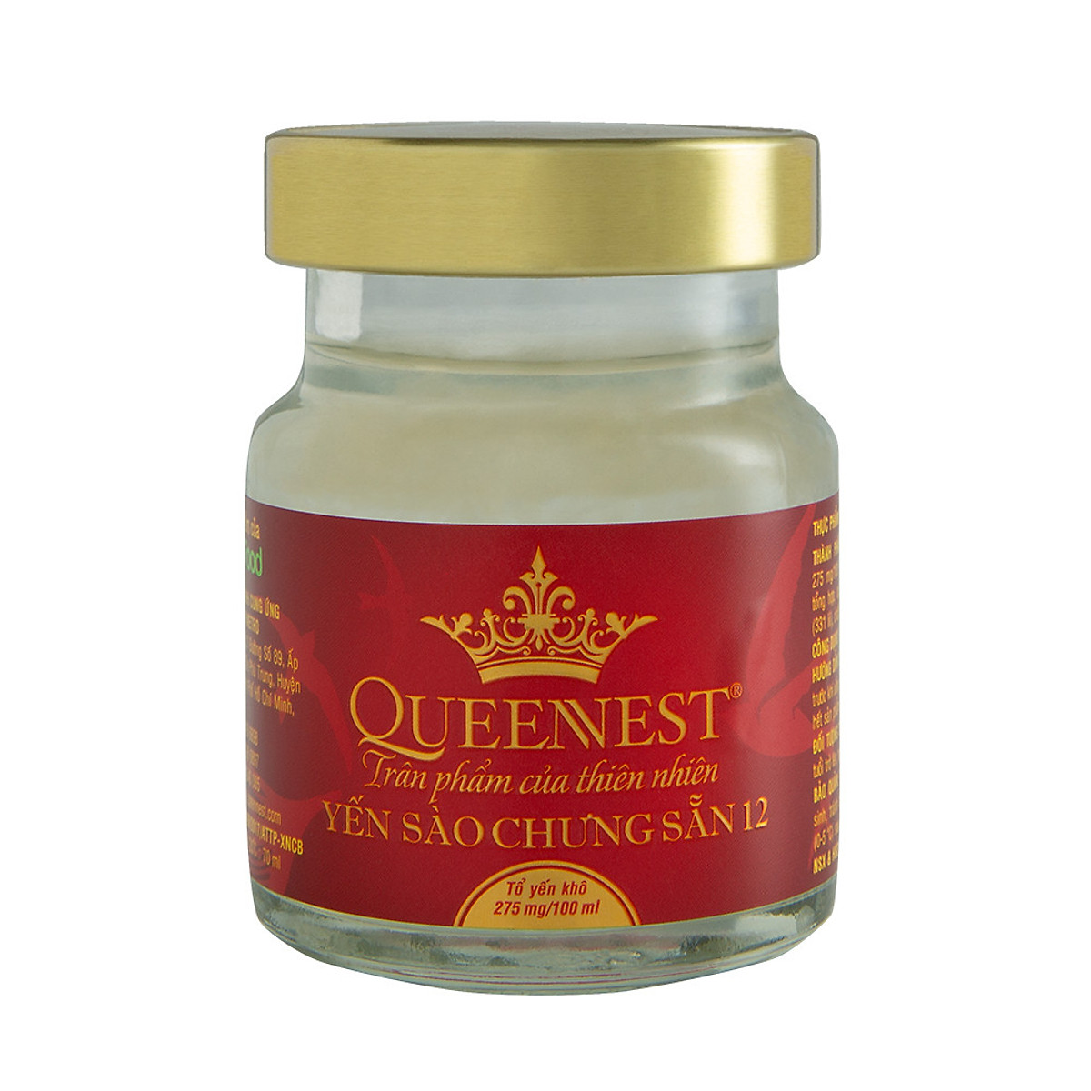 Yến sào chưng sẵn có đường QUEENNEST 12% (Hộp 6 Hũ)