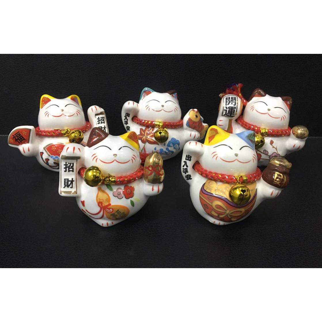 Bộ 5 chú mèo "thần tài" – Maneki Neko – bằng sứ cao cấp