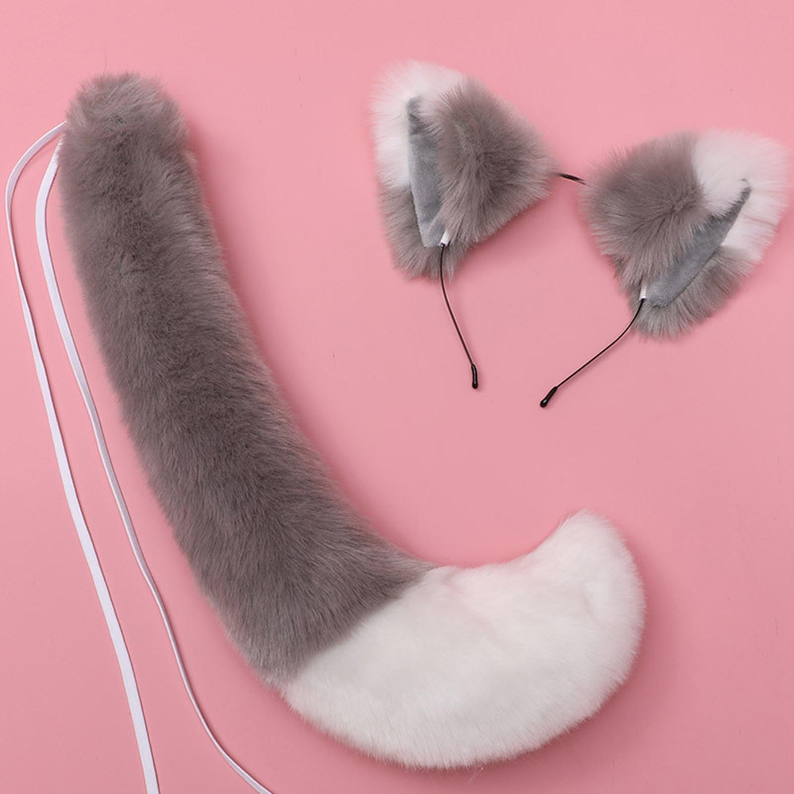 Ears and Long Tail Set Dress up Costume Accessories for Prom Halloween