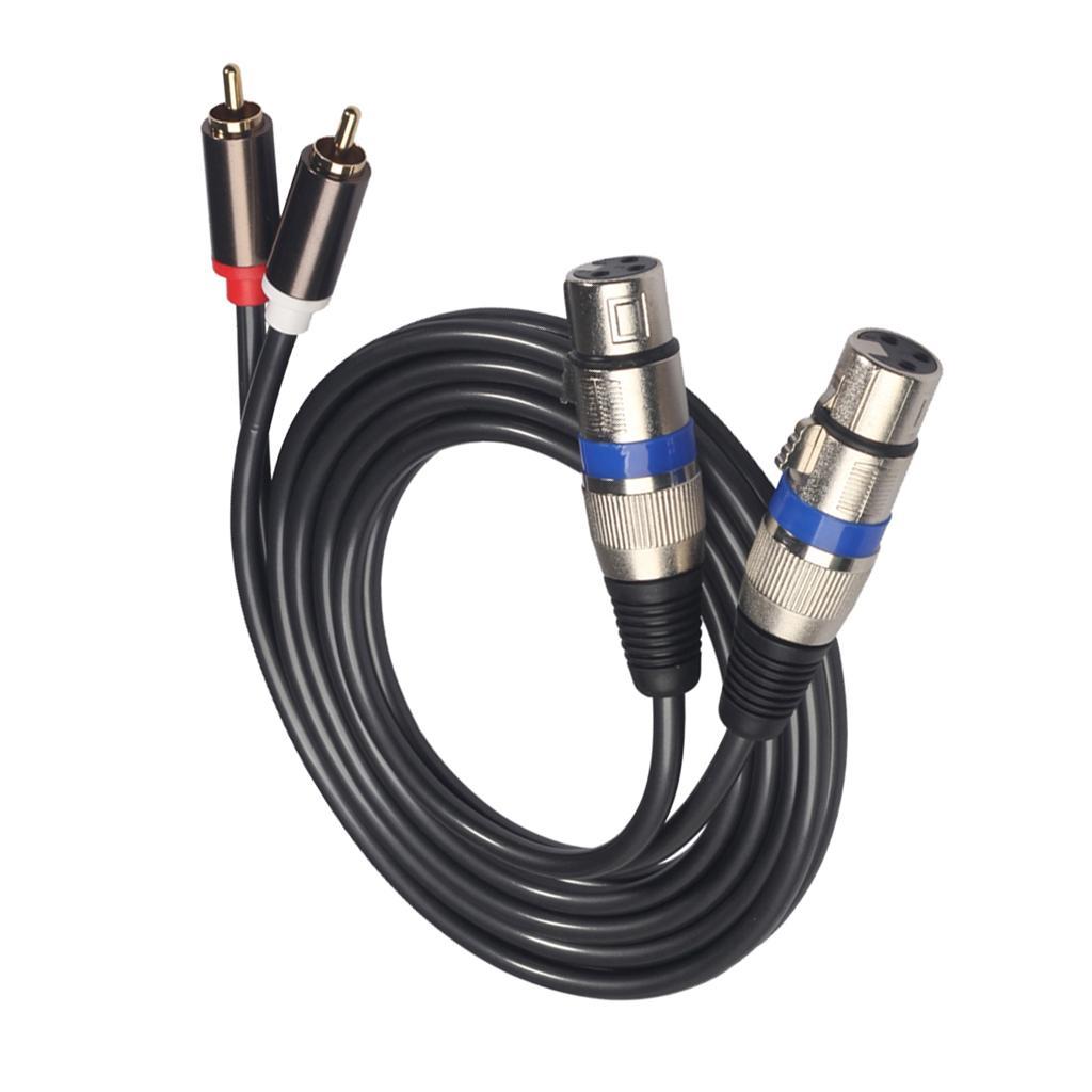 4.9ft XLR Female to RCA Male Cable, Gold Plated 2 RCA Male to 2 XLR Female