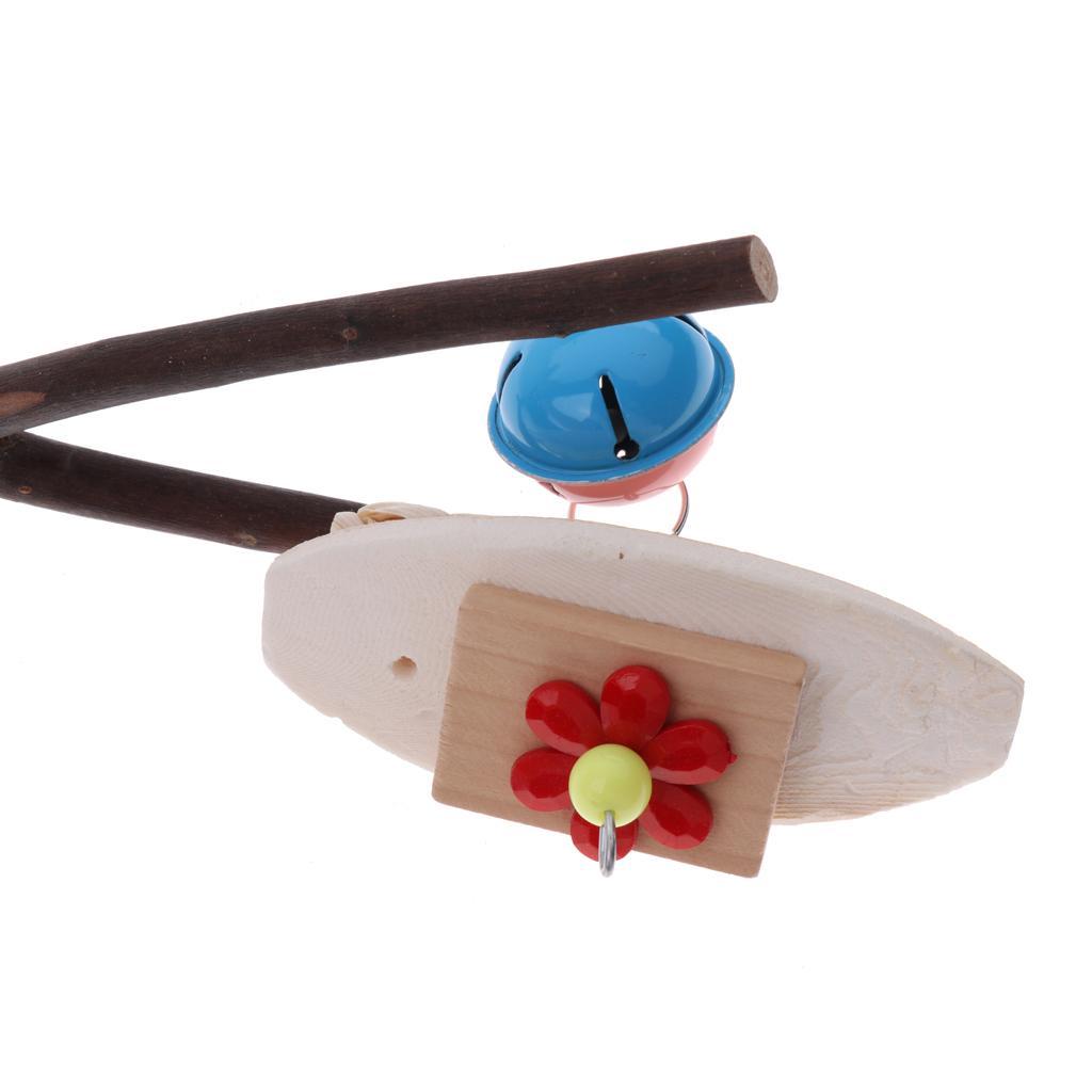 2-pcs Parrot Wood Hanging Stand Toy Parakeet Branch Perches Toy #1#3