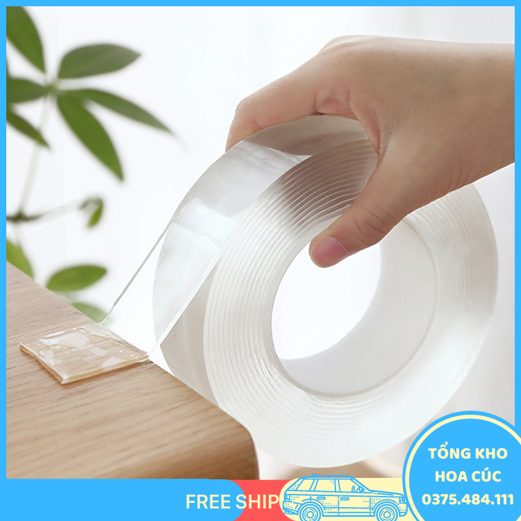 Băng Keo Dán Nano 2 Mặt Siêu Dính Trong Suốt 3Mét - Vận Chuyển Miễn Phí Toàn Quốc