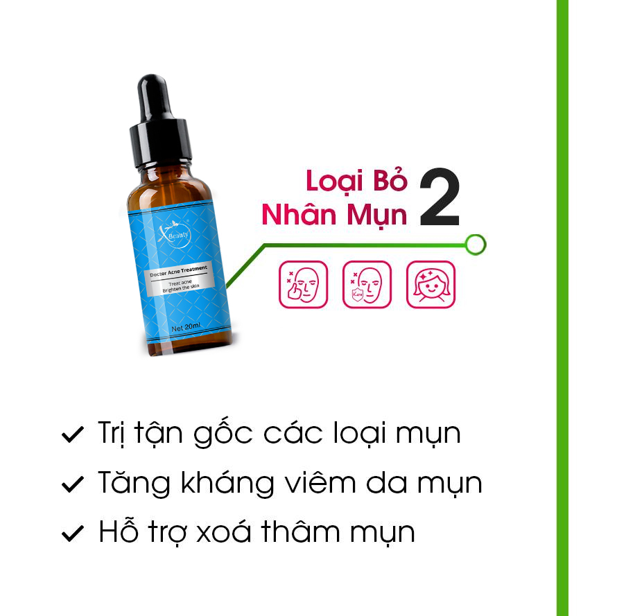 Serum giảm mụn XBeauty Doctor Acne Treatment 20ml/5ml (Làm xẹp không bong da) - Serum giảm sẹo mụn, hết thâm nám, se khít lỗ chân lông, ngừa mụn hiệu quả