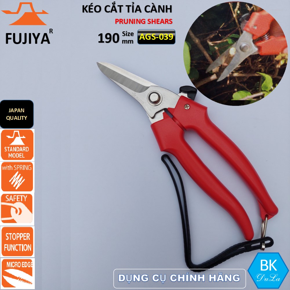 Kéo cắt tỉa cành cao cấp 190mm thương hiệu Nhật Fujiya AGS-039 GENUINE