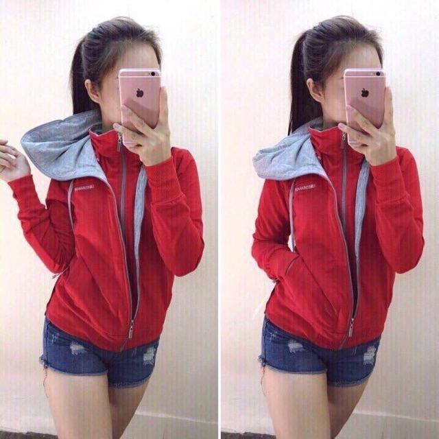 Áo khoác nỉ hai dây kéo nữ