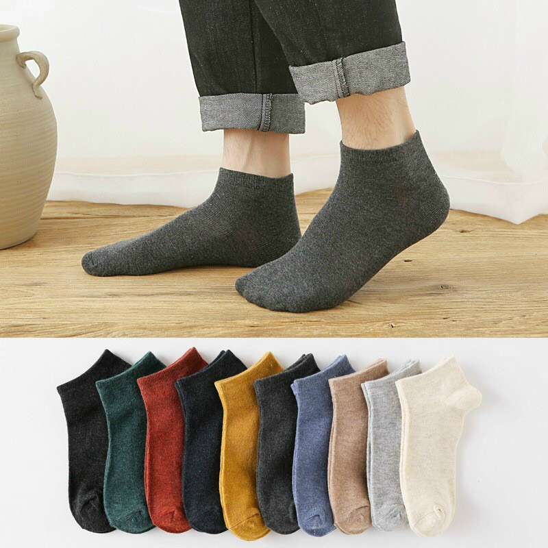 Tất Nữ, Combo 5 Đôi Tất Nữ Cổ Ngắn, Mẫu Tất Nữ Cotton Họa tiết Trơn Nhiều Màu Dễ Thương
