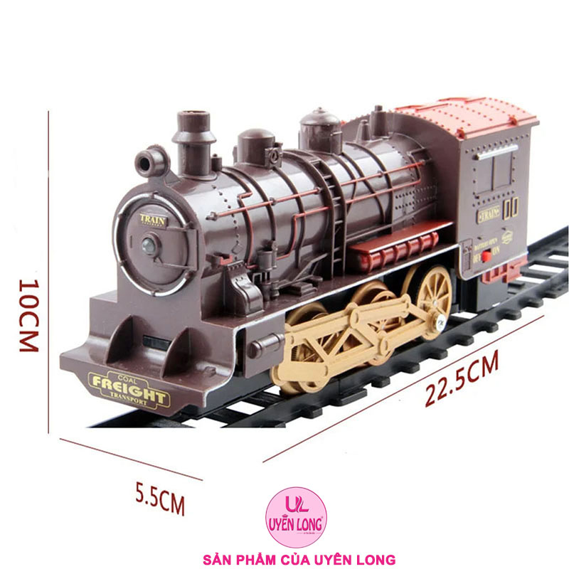 Bộ Tàu Hỏa CLASSIC TRAIN 5 Toa Cỡ Lớn PYM9, Chạy PIN, Mô Phỏng Khói Đèn, Đường Ray 126x84cm