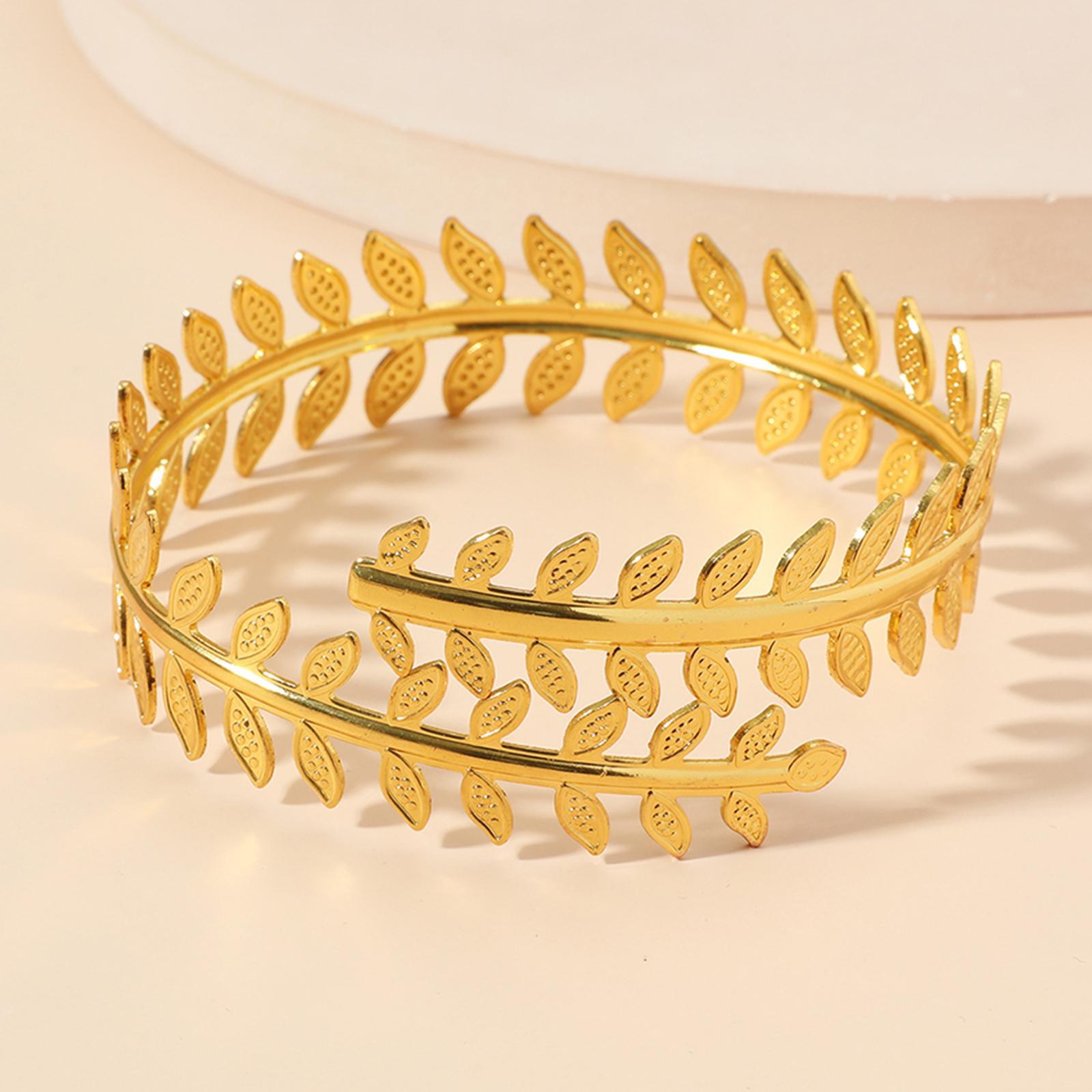 Roman Greek Leaf Feather Tassels Arm Bracelet Women Girls metal Open Upper Arm Bangle Adjustable Armlet Armband