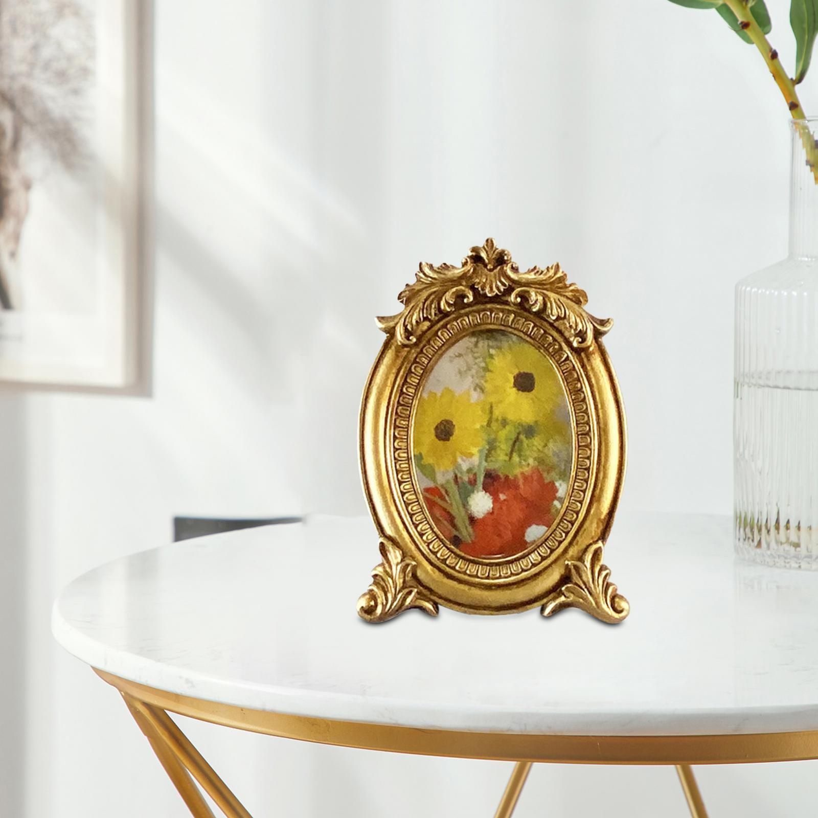 Resin Photo Frame, Picture Frame Wedding Hand Carved Floral Poster Frames Card Display Holders for Bookshelf Home Collage Housewarming Desk