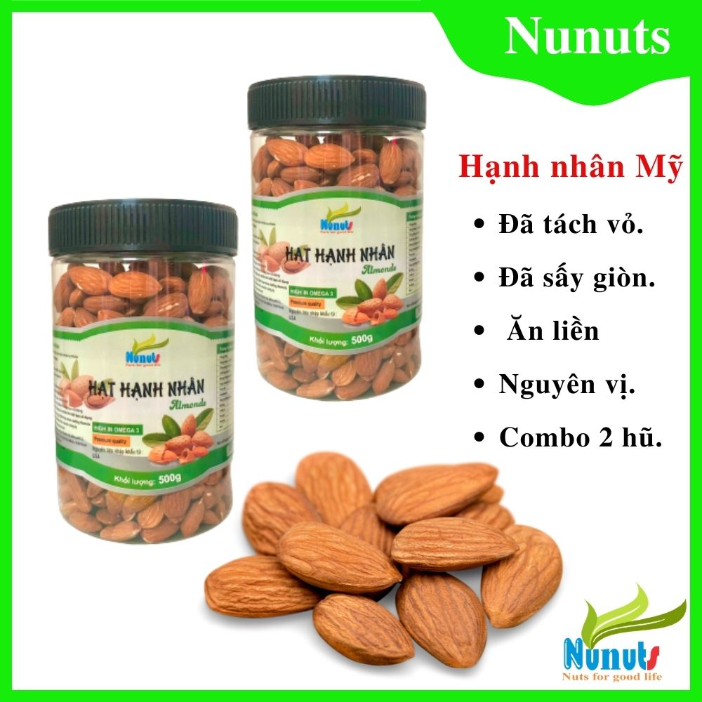 COMBO 2 HŨ HẠNH NHÂN RANG MỘC NUNUTS (2 HŨ 500G)