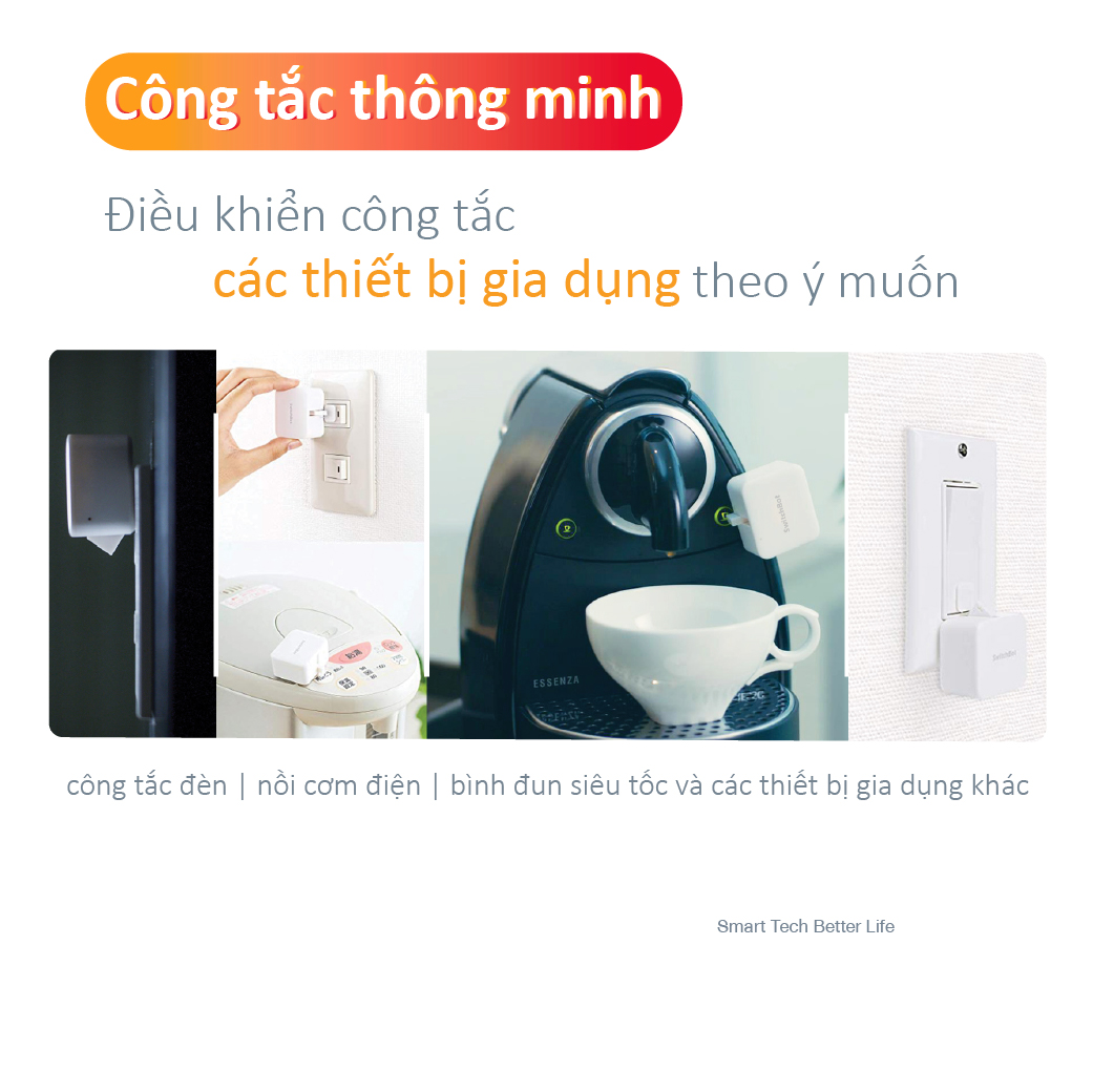 Công tắc thông minh, công tắc điều khiển từ xa SwitchBot Bot, chính hãng, không dây, điều khiển qua app, tương thích với Alexa, Google Home, HomePod and IFTTT