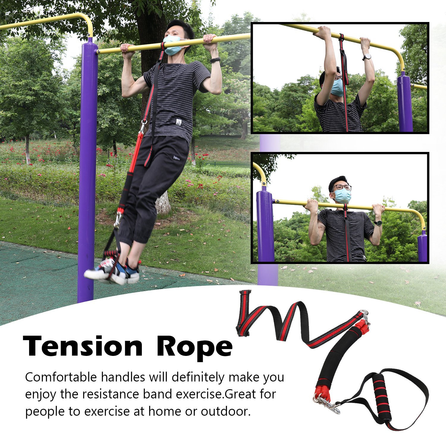 Dây đàn hồi tập thể dục thiết bị tập luyện thể dục cho cơ tay và cơ lưng Tension Rope Exercise Sport Workout