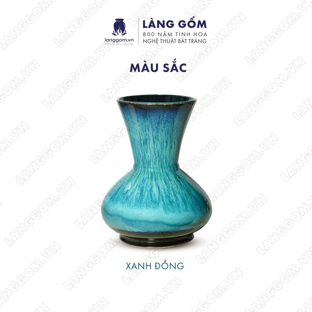 Bình hoa, lọ hoa Gốm sứ Bát Tràng cao cấp men hỏa biến dáng tỏi dẹt dùng làm quà tặng, trang trí - Làng Gốm Bát Tràng