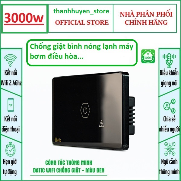 Công tắc 3000w Chống Giật Bình Nóng Lạnh, Thông Minh điều khiển Bằng Điện Thoại,HUNONIC-Hàng Chính Hãng