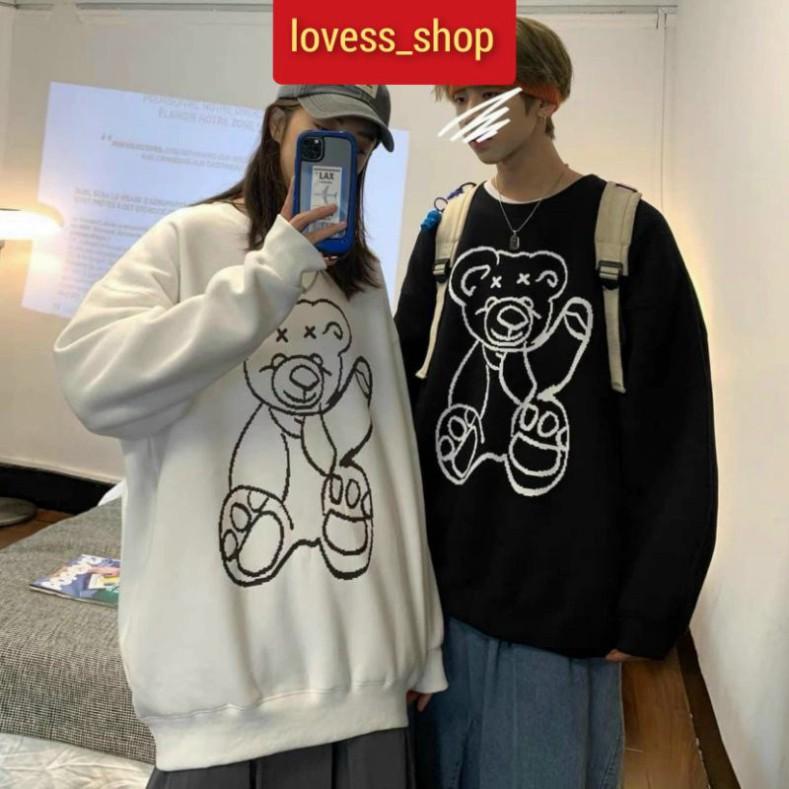 Áo SWEATER Trơn 4 Màu nỉ Ngoại Ulzzang Unisex, Áo Sweater Trơn Chất Nỉ Lót Bông in hình gấu dễ thương - Sweater Unisex, áo chui đầu nam nữ, áo thun tay dài chất nỉ ngoại