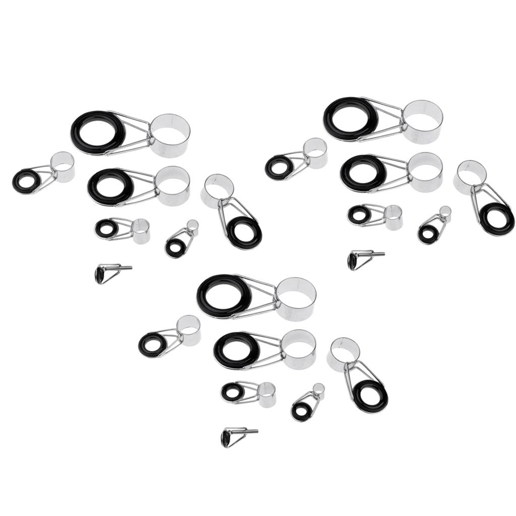3Set 7in1 Smooth Fishing Rod Guides Eye Ring Replacement Rod Repair Kit
