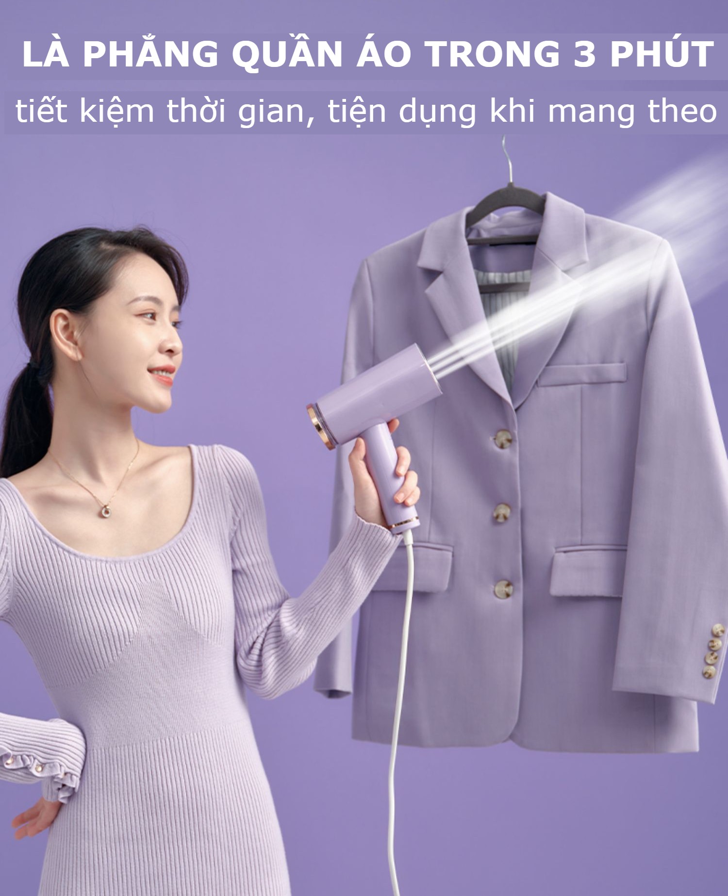 Bàn là hơi nước cầm tay cao cấp Chigo - Máy là hơi nước cầm tay công suất lớn 1200W - Bàn ủi hơi nước thông minh, gấp gọn tiết kiệm không gian, bình nước tháo rời -tặng kèm đầu chuyển đổi