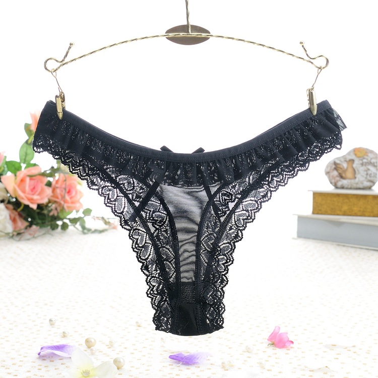 Combo 2 quần lót nữ, quần lọt khe, quần lót tam giác ren lưới xuyên thấu sexy, đính nơ xinh xắn LYEQ052