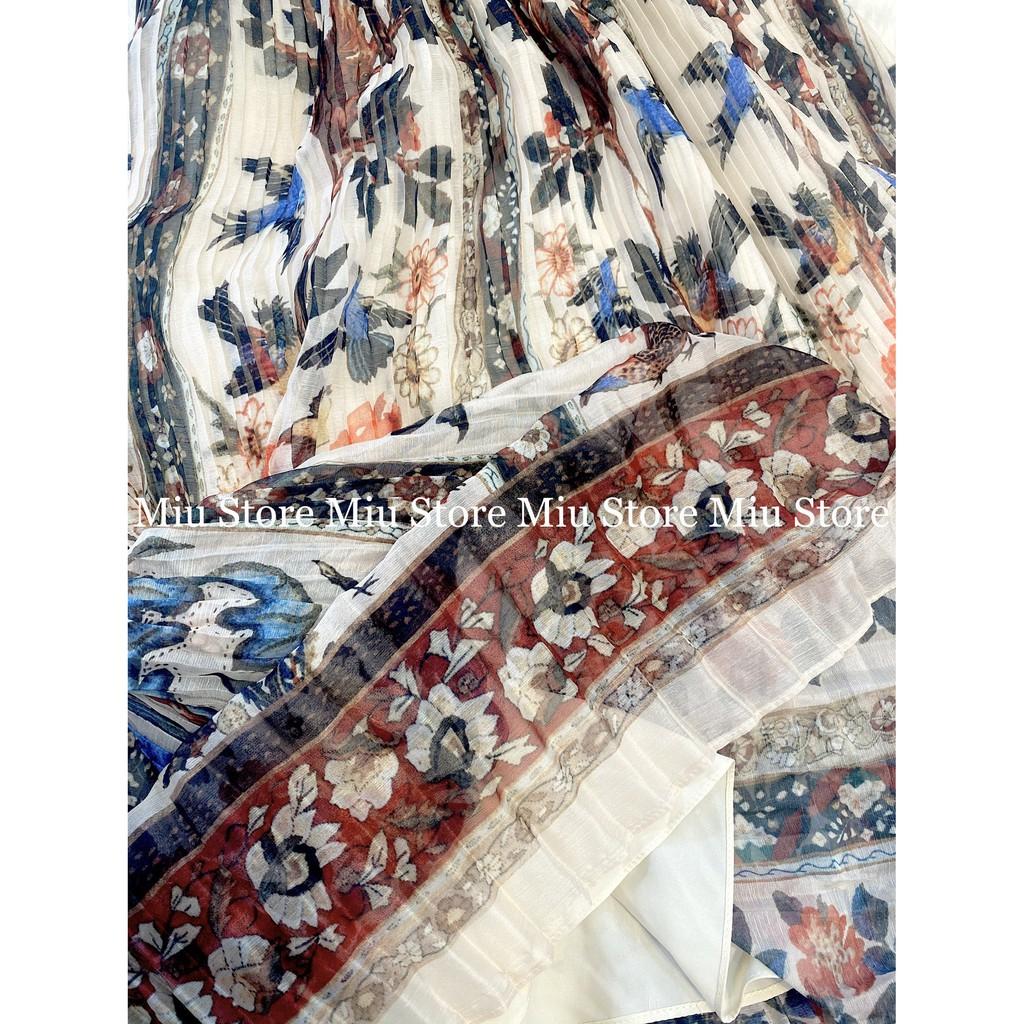 Đầm voan dập ly họa tiết vintage D00194
