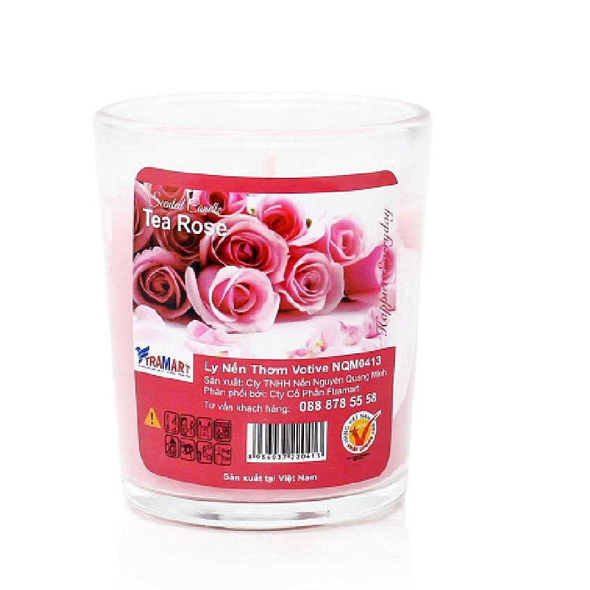 Hộp 6 ly nến thơm votive Miss Candle FTRAMART NQM0413 Tea Rose (Hương hoa hồng)