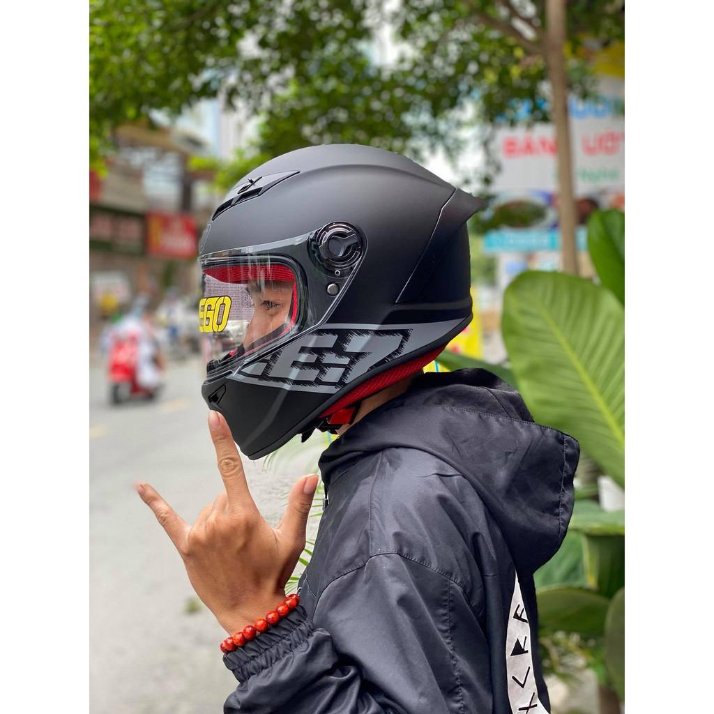 Mũ nón bảo hiểm fullface EGO E7 Revolution 2020 màu Đen sọc xám