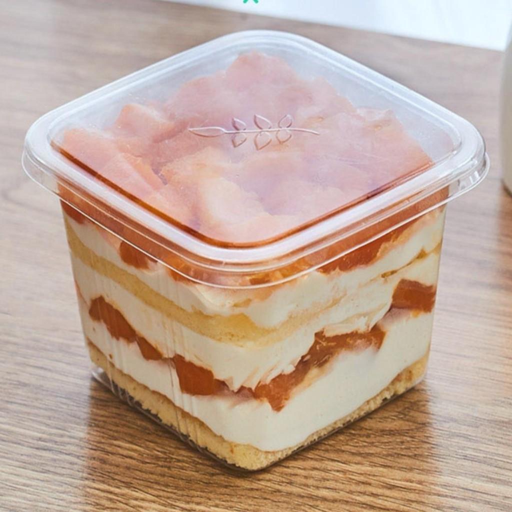 100 Hộp nhựa Vuông trong B10 Hộp đựng bánh tiramisu