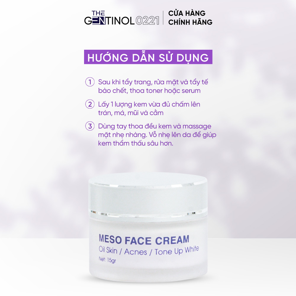 Kem meso tái tạo mô da The Gentinol 0221 hỗ trợ phục hồi, cải thiện độ dàn hồi và làm chậm tiến trình lão hóa da 15g