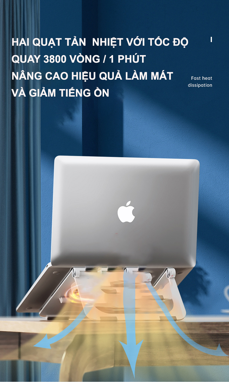 Đế tản nhiệt laptop, macbook 2 quạt