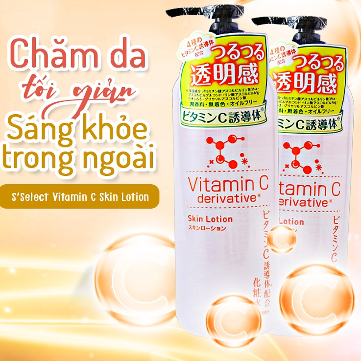 Nước Dưỡng Da Lotion Chiết Xuất Vitamin C S Select Cấp Ẩm Dưỡng Da Trắng Hồng Nhật Bản 500ml