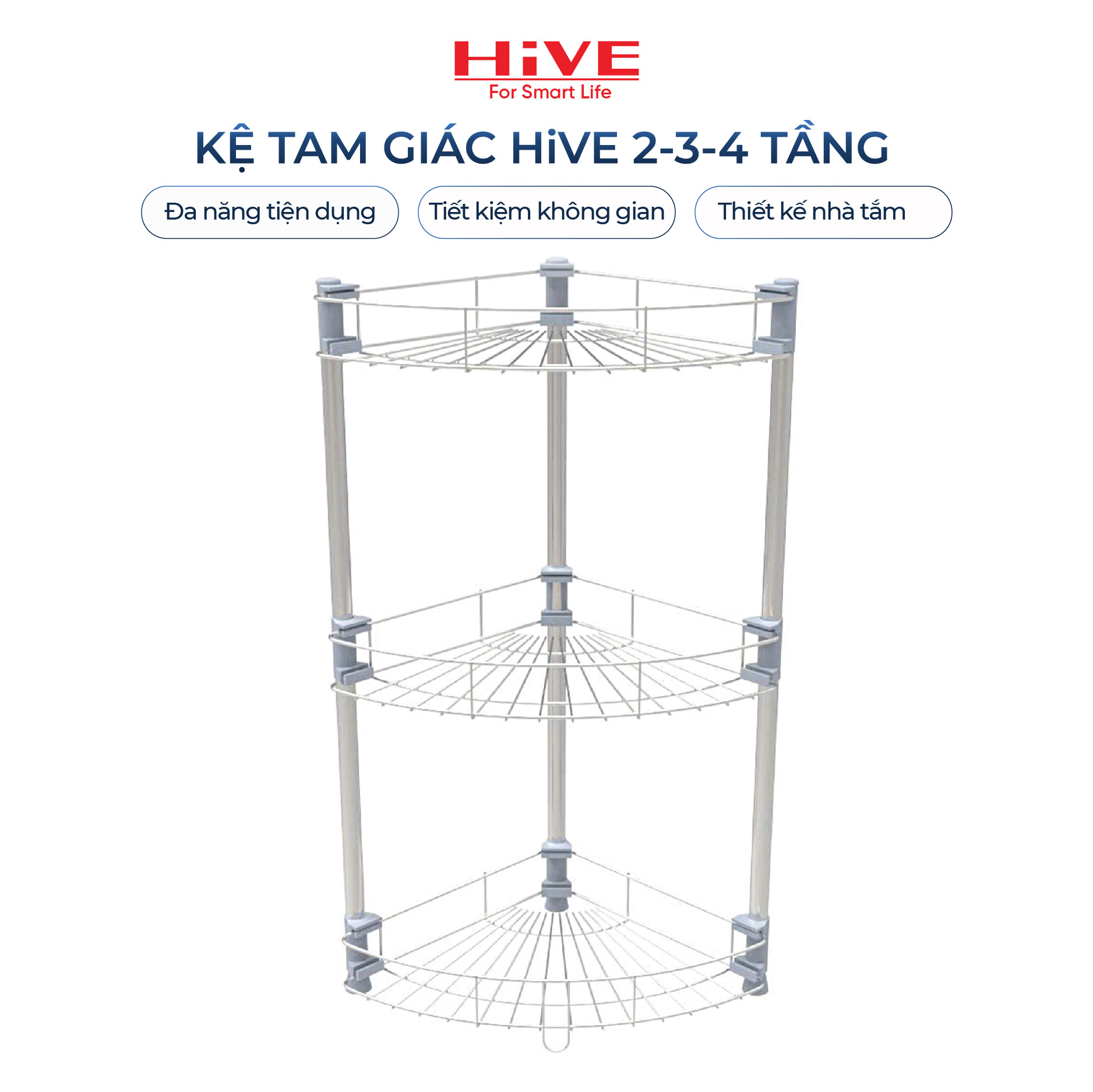 Kệ Tam Giác đa năng Inox 2/3/4 Tầng Cao Cấp