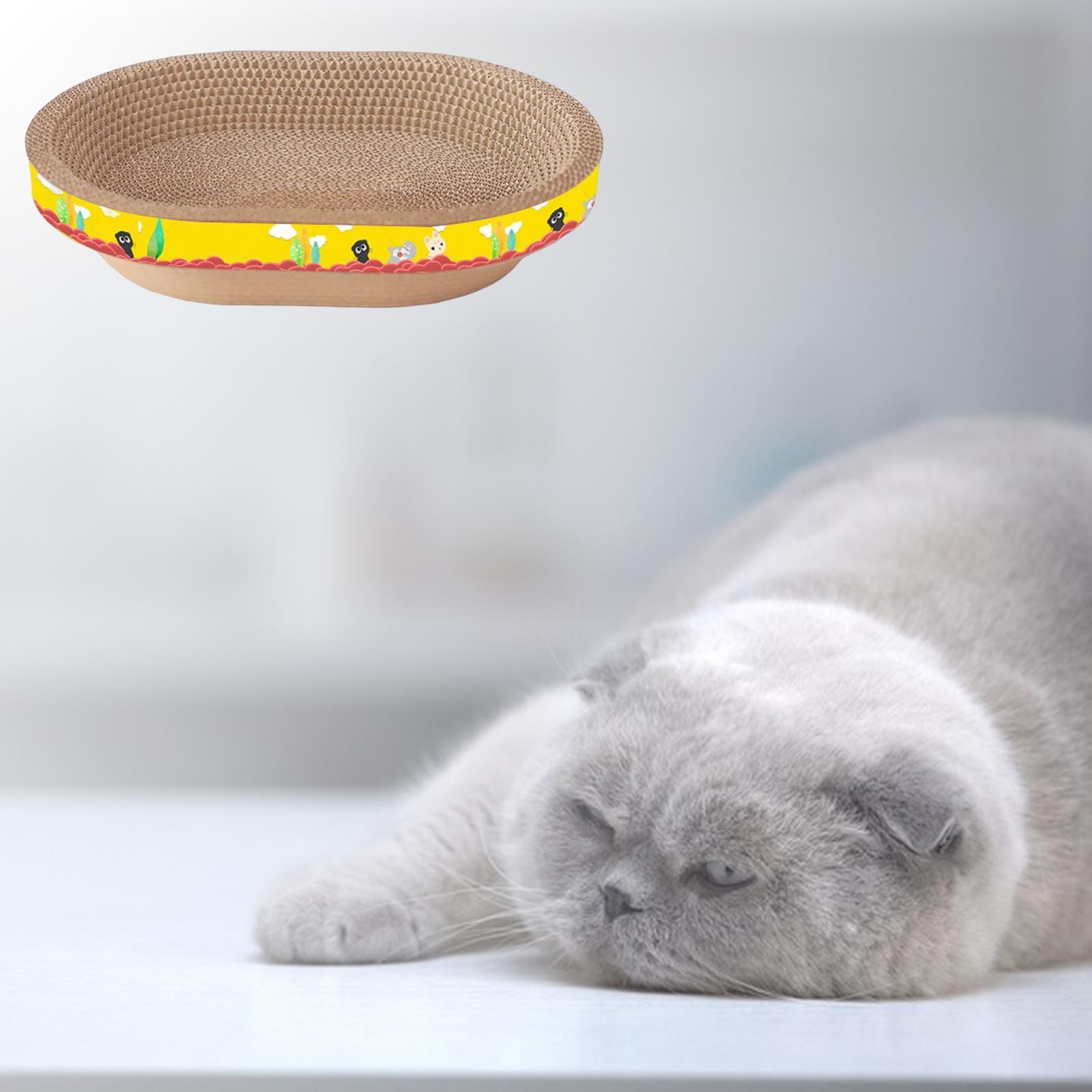 Cat Scratcher Cardboard Kitty Oval Corrugated Lounge Bed Scratching Board