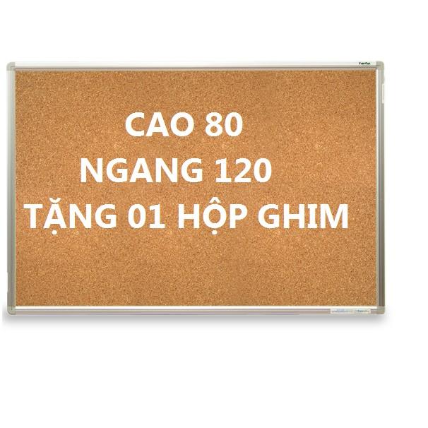 Bảng ghim bần khung nhôm treo tường 80 x 120 cm