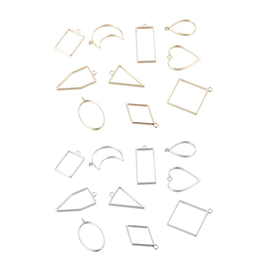10x Geometric Hollow Charms Pendants Hanging Necklace DIY Jewelry Making