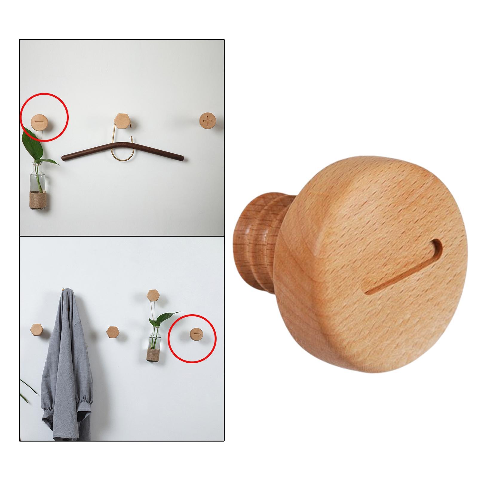 2x Wooden Hook Screw Premium Wall Nordic Clothes Coat Hooks Key Holder Hanger
