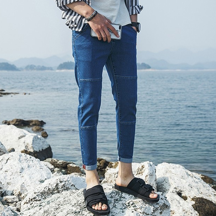 Quần jeans nam ống bó dáng baggy, thời trang phong cách trẻ