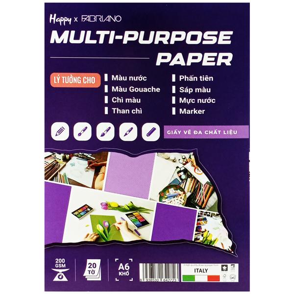 Bộ 20 Tờ Giấy Vẽ Đa Chất Liệu A6 200gsm Multi-Purpose Paper - Happy HA-MIX-A6-200G-20T